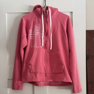 Pink Zip-Up Hoodie with Pine Tree Design